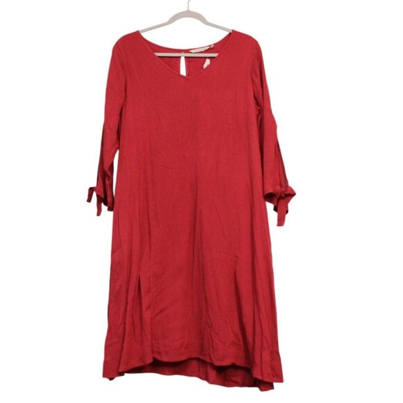 NWT Soft Surroundings Hera Dress Large Lined Cardinal 3/4 Sleeve Pockets Boho - Picture 1 of 12
